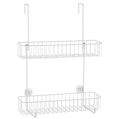 MDesign Wide Metal Over Door Hanging Shower Caddy, 2 Hooks And Baskets - Image 10