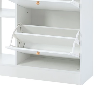 Clint 42.5" Height Shoe Rack Multifunctional 2-Tier Organizer With Drawers For 19 Pairs With 4 Flip Down Drawers-Maison Boucle - Image 6