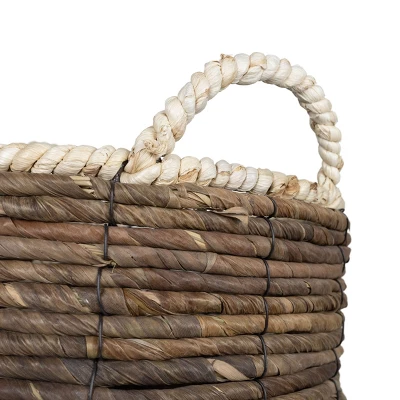 Set Of 2 Wrapped Rim Baskets Banana Leaf, Corn Husk & Metal - Foreside Home & Garden - Image 4