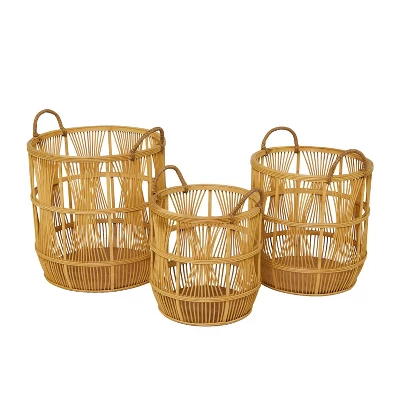 Set Of 3 Wood Baskets Brown - Olivia & May - Image 4