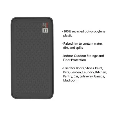 All Weather Boot Tray β Set Of 2 Large Water-Resistant Plastic Utility Shoe Mat For Indoor And Outdoor Use In All Seasons By Stalwart (Black) - Image 2