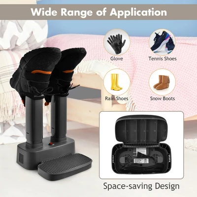 Costway 2-Shoe Electric Shoe Dryer Warmer Portable Adjustable Boots Socks Gray - Image 9