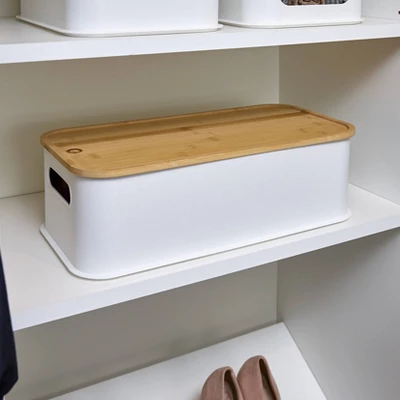 Large Handled Bin With Bamboo Lid Coconut - IDESIGN - Image 4