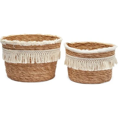 Okuna Outpost 2-Pack Boho Themed Style Woven Baskets For Storage, Home Decorative Organizer (2 Sizes) - Image 4