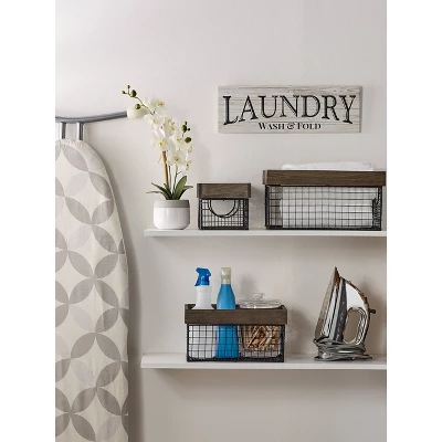 Design Imports Set Of 6 Antique Silver Finish Farm House Baskets - Image 4