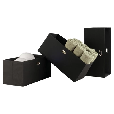 3pc Torino Folding Fabric Basket Black - Winsome - Image 2