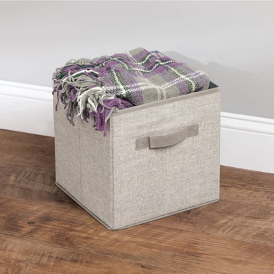 MDesign Fabric Closet Organizer Cube Bin - Textured Print, Small - Image 6