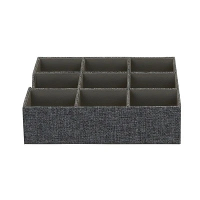 Household Essentials Set Of 2 9-Section Drawer Trays Graphite Linen - Image 5