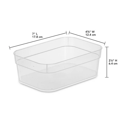 Sterilite Medium Storage Tray Containers With Sturdy Banded Rim And Textured Bottom For Desktop And Drawer Household Organization, Clear, 48 Pack - Image 4