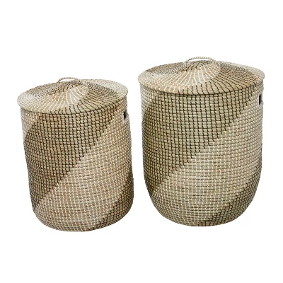 Set Of 2 Contemporary Sea Grass Storage Baskets Brown - Olivia & May - Image 2