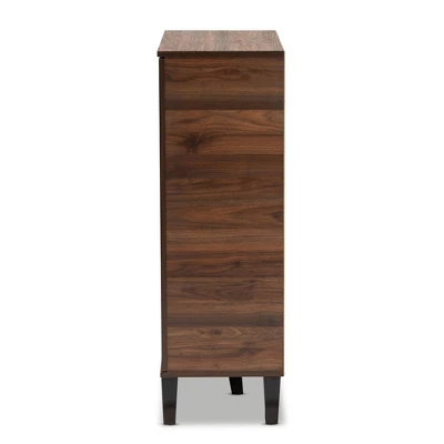 Idina Mid-Century Wood 1 Door Shoe Cabinet Dark Brown/Gray - Baxton Studio - Image 3