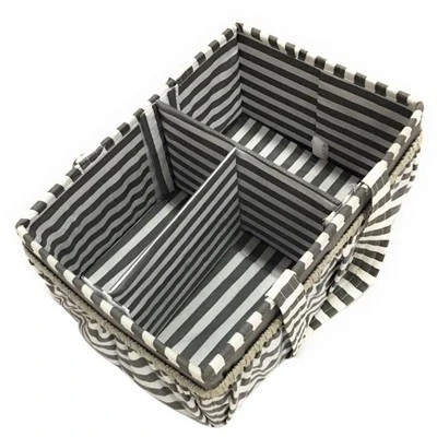 Bacati - Pin Stripes Gray Storage Caddy - Image 2