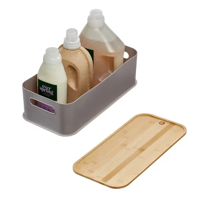 Large Handled Bin With Bamboo Lid Porpoise - IDESIGN - Image 3