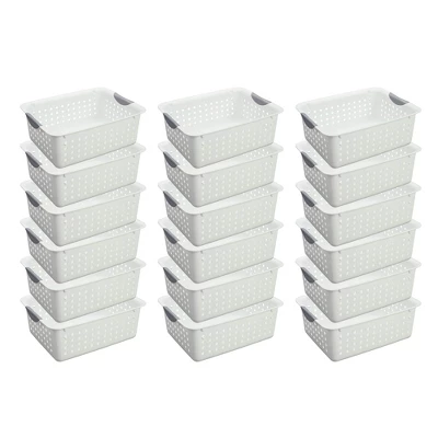 Sterilite Ultra Ventilated Open Top Plastic Storage Organizer Basket With Gray Contoured Carrying Handles - Image 8