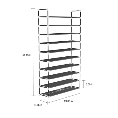 Hastings Home Space-Saving Shoe Rack - 10-Tier, Black - Image 2