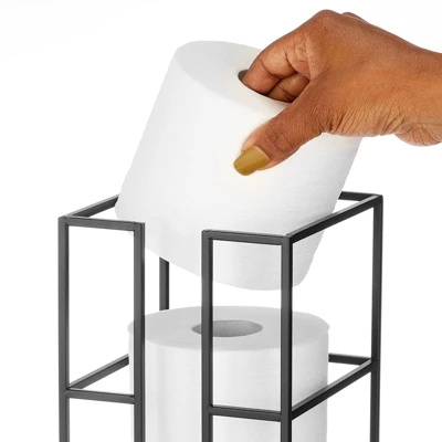 MDesign Metal Toilet Paper 3-Jumbo Roll Storage Reserve Tower Stand - Image 5