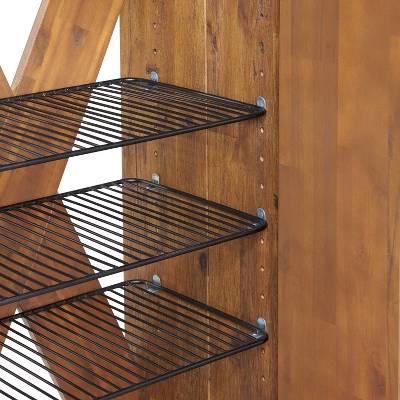 31" Bethel Acacia Wood Shoe Cubbie Storage Cabinet Natural - Alaterre Furniture - Image 5