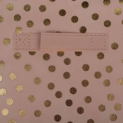 Set Of 2 11" X 11" X 11" Nonwoven Polyester Dots Millennial Square Storage Cube Pink/Gold - Design Imports