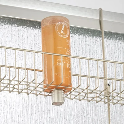 MDesign Wide Metal Over Door Hanging Shower Caddy, 2 Hooks And Baskets - Image 2