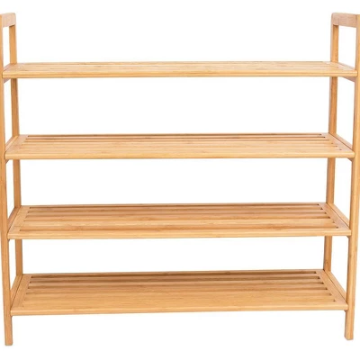 BirdRock Home Free Standing Bamboo Shoe Rack - 4 Tier - Wood - Image 3