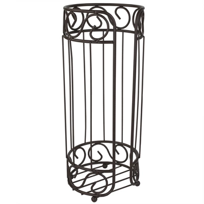 Home Basics Scroll Collection Bath Tissue Reserve Toilet Paper Roll Holder Stand, Bronze - Image 3
