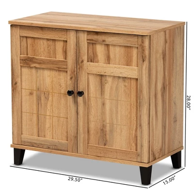 Glidden Wood 2 Door Shoe Storage Cabinet Oak Brown - Baxton Studio - Image 11