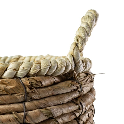 Wrapped Rim Basket Banana Leaf, Corn Husk & Metal - Foreside Home & Garden - Image 3