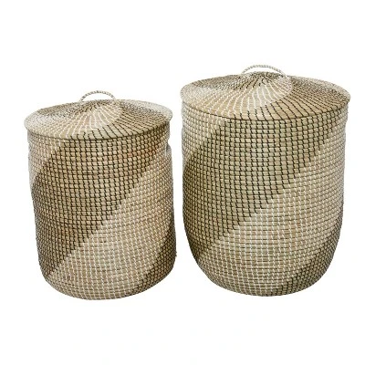 Set Of 2 Contemporary Sea Grass Storage Baskets Brown - Olivia & May - Image 5