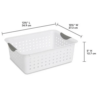 Sterilite Ultra Ventilated Open Top Plastic Storage Organizer Basket With Gray Contoured Carrying Handles - Image 2