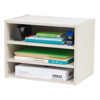 IRIS USA TACHI Modular Wood Stacking Storage Box With Shelf
