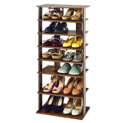 Tangkula 7-Tier Shoe Rack Free Standing Shelf Storage Modern Shoe Rack Organizer Brown/Black/White - Image 11