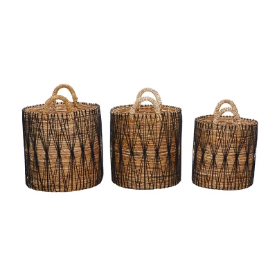3pk Banana Leaf Storage Baskets Brown - Olivia & May - Image 4