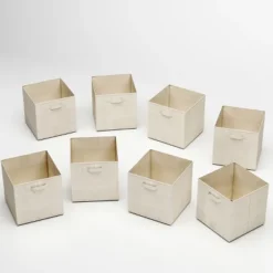 Hastings Home Set Of Storage Cubes - Beige, 8 Pieces