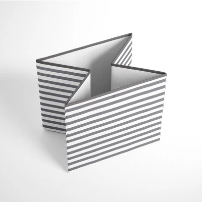Bacati - Pin Stripes White/Gray Storage Box Small