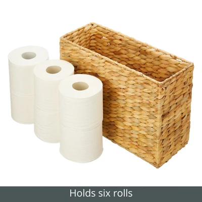 MDesign Hyacinth Rice Weave Toilet Tank Bathroom Storage Basket Bin - Image 3