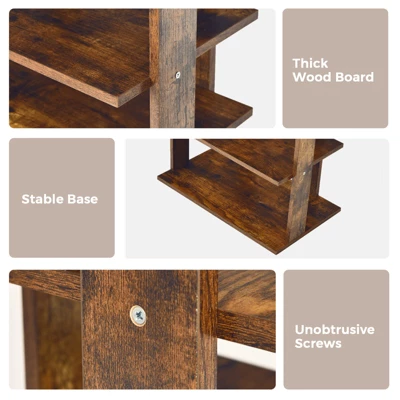 Tangkula 7-Tier Shoe Rack Free Standing Shelf Storage Modern Shoe Rack Organizer Brown/Black/White - Image 4