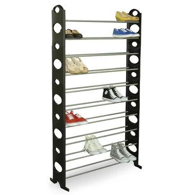 Home Basics 50 Pair Metal Shoe Rack, Black - Image 4
