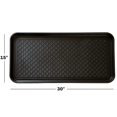 Large All-Weather Indoor/Outdoor Boot Tray - Weather-Resistant Plastic Shoe Mat With Raised Edge For Entryways, Decks, And Patios By Stalwart (Black)
