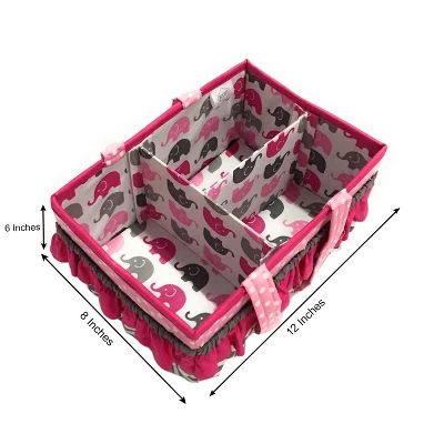 Bacati - Elephants Pink/Gray Storage Caddy - Image 4