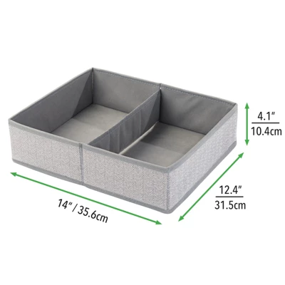 MDesign Fabric Dresser Drawer/Closet Storage, 2 Section Tray, 3 Pack - Image 7