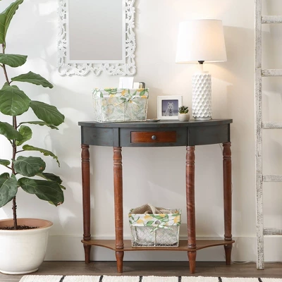 Design Imports Set Of 2 M Antique White Chicken Wire Lemon Print Liner Baskets - Image 4