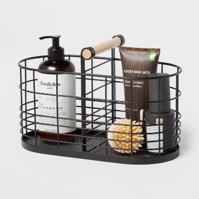 Divided Wire Basket With Wood Handle Black - Brightroom™ - Image 2