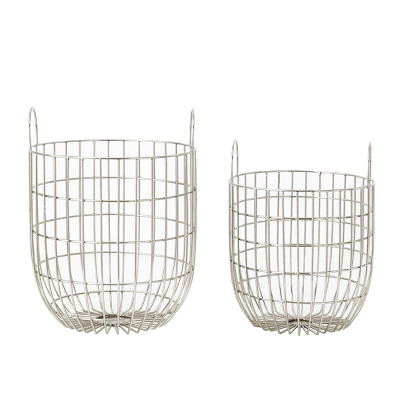 Set Of 2 Contemporary Iron Storage Baskets Silver - Olivia & May - Image 3