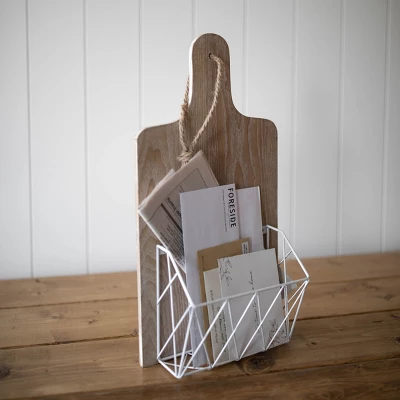 White Metal, Wood & Jute Wall Basket - Foreside Home & Garden - Image 6