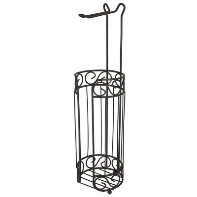 Home Basics Scroll Collection Freestanding Dispensing Toilet Paper Holder, Bronze - Image 3
