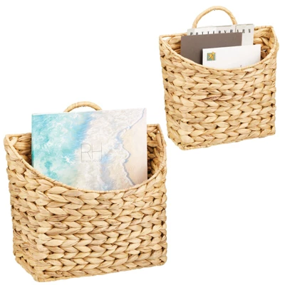 MDesign Woven Water Hyacinth Hanging Wall Storage Basket - Image 8