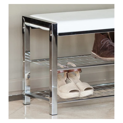 27" Leatherette Entryway 2 Racks Shoe Bench - Danya B. - Image 3
