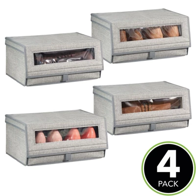 MDesign Stackable Fabric Closet Storage Shoe Box - Large
