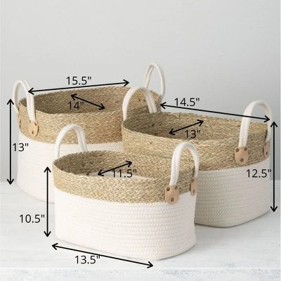 Sullivans Set Of 3 Basket 13"H, 12.5"H & 10.5"H White - Image 4