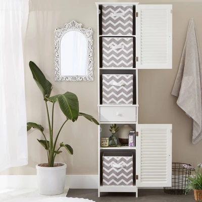 Set Of 4 11" X 11" X 11" Nonwoven Polyester Square Storage Chevron Cube Gray - Design Imports - Image 3